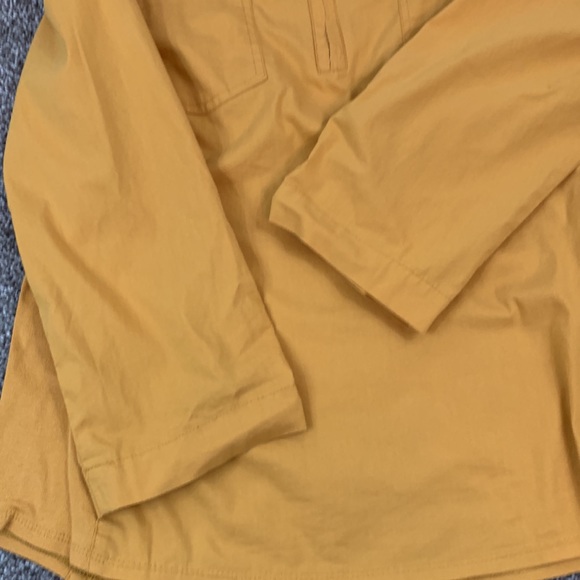 Zac & Rachel 3/4 Sleeve Blouse Zipper Front Collar EUC Gold Two Pockets Size LP - Picture 16 of 16